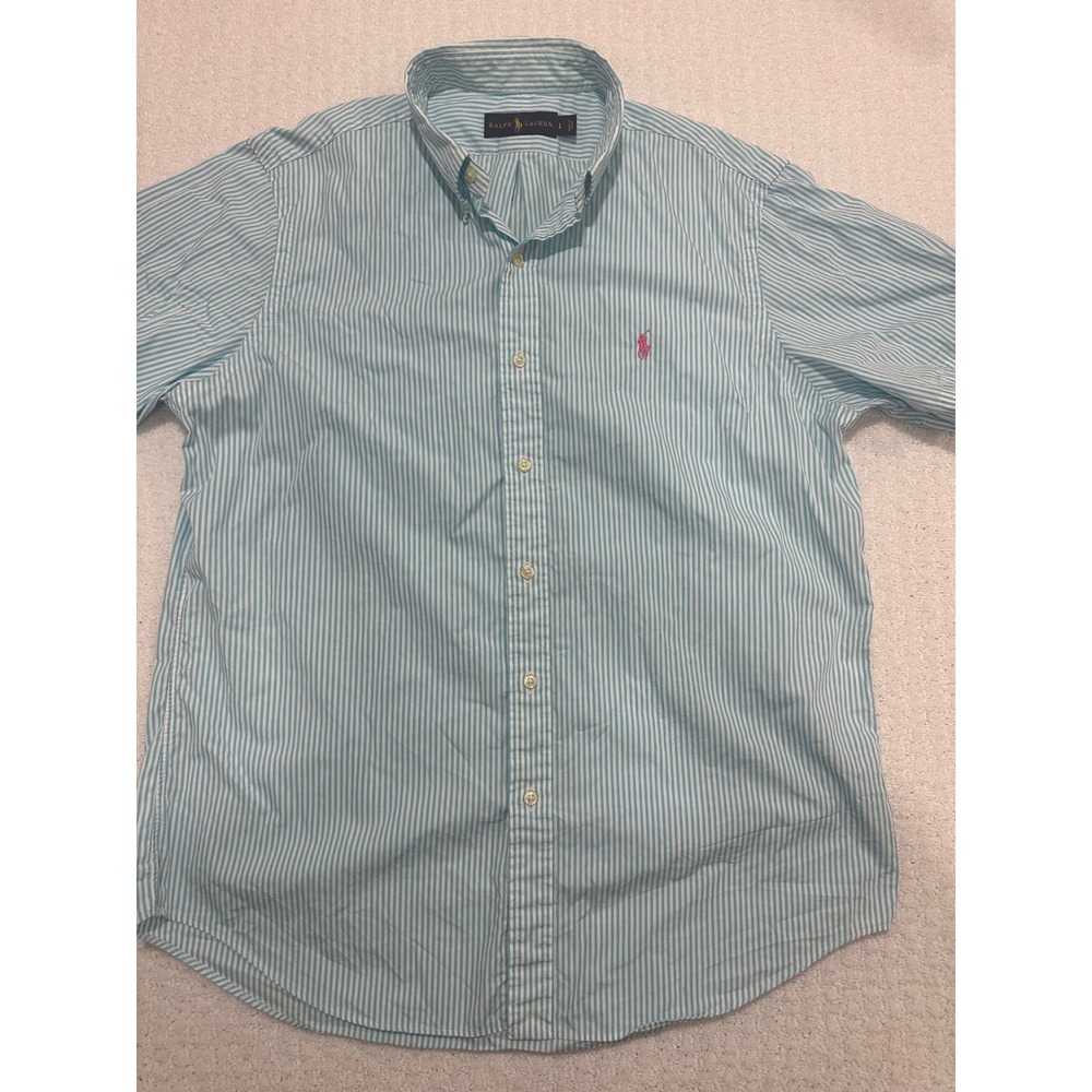 Ralph Lauren Polo Striped Button Down Pink Pony Large